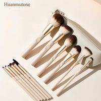 Ensemble de 12 pinceaux de maquillage en poils de chèvre, comprenant des pinceaux pour poudre, blush, anticernes et fards à paupières - Commerce transfrontalier en gros