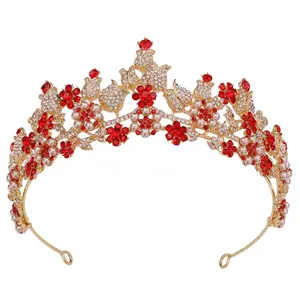 2023 Tiaras y coronas de novia Yiwu Flor de Rosa artificial Tiara Corona Real Princesa Tiaras y coronas
