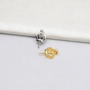 จี้เงินแท้ S925 รูปมงกุฎสำหรับผู้หญิง พร้อมถาดเปล่าสำหรับทำเครื่องประดับมุก DIY รุ่น 709 - Product Image 3