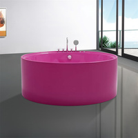 Baignoires rondes en acrylique bleu sur pied, baignoires rondes modernes en acrylique personnalisées