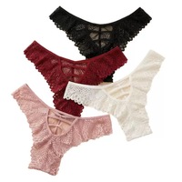 Nouveau design Culotte string en dentelle rouge pour adolescente avec petites fleurs imprimées culotte bikini string