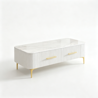 Ensemble table basse et meuble TV en dalle de roche |   Meubles de salon modernes et luxueux, modulables, avec des éléments décoratifs