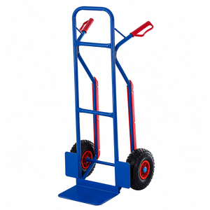 รถเข็นเหล็กหนัก JK รุ่น Heavy Duty โครงเหล็กสีน้ำเงิน 2 ล้อ ยางลม ด้ามจับสีแดงคู่ รถเข็นอุตสาหกรรมแบบแท่นวางของ JK-400-3 สามารถวางซ้อนกันได้ - Product Image 5