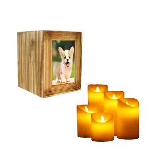 Handmade gỗ rắn gỗ Cat Dog Home memorial hộp quan tài với khung hình