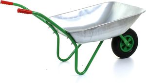 Carretilla de Metal Verde de 65L, Resistente, Galvanizada, con Neumático Inflable de 12 Pulgadas para Jardín - Product Image 4