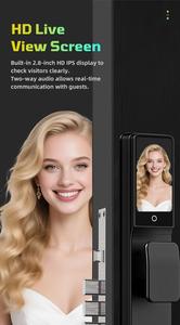 Serrure intelligente Tuya Wifi sans passerelle avec mot de passe temporaire, <span class=keywords><strong>interphone</strong></span> à distance, empreinte digitale 3D, entrée sans clé <span class=keywords><strong>pour</strong></span> porte en bois - Product Image 4