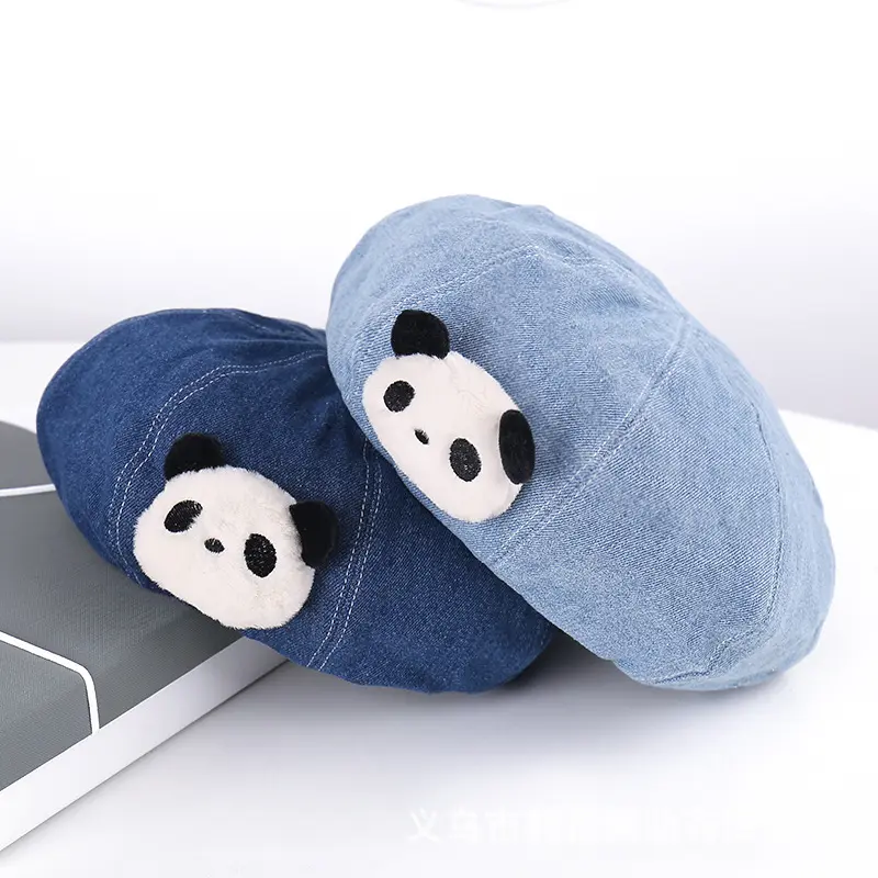 Bonito pequeno panda moda estilo estrangeiro meninos e meninas bebê chapéu do pintor primavera e inverno quente boina chapéu