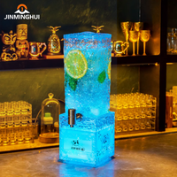 Distributeurs de boissons en acrylique cylindriques carrés grande capacité avec robinet et tour à bière LED pour boîte de nuit