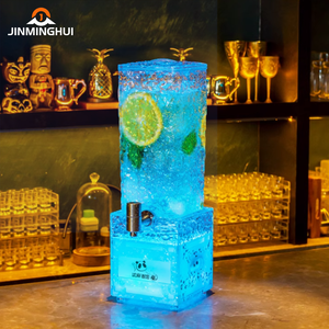 Large Capacity Square Cylindrical Acrylic Ice Lines <strong>Drink</strong> <strong>Dispensers</strong> <strong>With</strong> <strong>Tap</strong> Led Beer Beverage Tower for Nightclub - Product Image 3