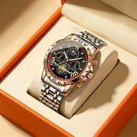 Montre de luxe de style professionnel à quartz en acier inoxydable 10 mm, subtilement opulente, polyvalente, haut de gamme, multifonctionnelle, étanche, avec aiguilles lumineuses