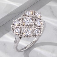 Bijou fantaisie vintage en argent S925 plaqué rhodium avec diamant de laboratoire HPHT CVD tissé en forme de cœur creux torsadé, certifié IGI, pour femme