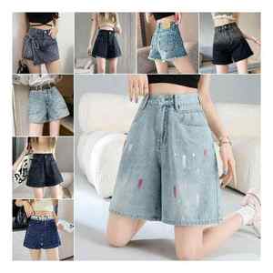 Shorts en jean vintage de haute qualité pour femmes, coupe décontractée, taille haute avec boutons décoratifs, respirants, pour l'été - Product Image 3