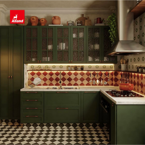 Gabinetes de Cocina Alland de Lujo en Color Verde Marino, Madera Natural y Melamina, Estilo Shaker Europeo para Cocinas Personalizadas - Product Image 6