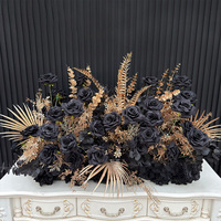 Goldene Schwarze Rosen-Blumenkugel als Tischdekoration, Boden-Blumenarrangement, Hornförmiger Bogen-Dekor, Hochzeits-Bankett-Bouquet Partydekoration