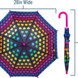 Children's Cartoon Polka Dot Rainbow Straight Bone Umbrella Rainproof Canopy Curved Handle Easy Hanging Mini Manual Control - Product Image 2
