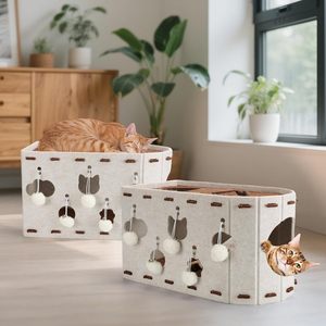 Casa de Juegos para Gatos de 8 Túneles con Pelotas Colgantes - Cama Cueva Plegable Grande para Varios Gatos, Incluye Arena para Gatos Gratis (Oferta Limitada) - Product Image 6