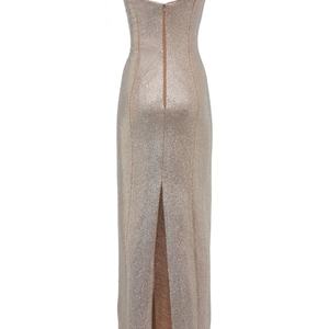 Robe de soirée longue pour femme, dos nu, sans manches, entièrement ornée de strass et de paillettes, avec superposition transparente, pour soirée et bal - Product Image 5