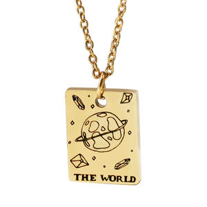 Vintage 13*17Mm Tarotkaart Goud Pvd Roestvrij Staal Ketting Girls 'Good Luck Amulet Link Ketting Cadeau Sieraden - Product Image 2