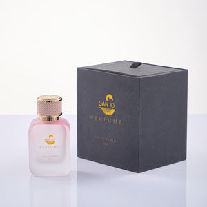 Perfume de botella cuadrada plana Rosa esmerilado de 50ml personalizado con caja de Perfume de botella magnética rosa - Product Image 3