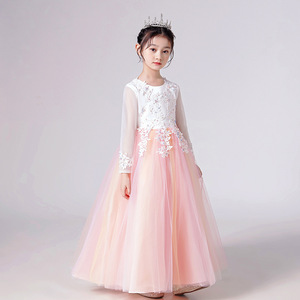 Robe de princesse personnalisée en gros pour enfants, à manches longues, en gaze moelleuse, pour spectacle de filles - Product Image 1