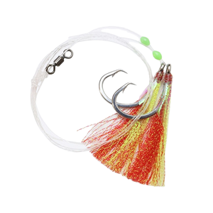 Alpha STOCK 4/0 6/0 Hameçons à bec en acier <span class=keywords><strong>au</strong></span> carbone pour la pêche <span class=keywords><strong>au</strong></span> snapper, avec flasher rouge et jaune pour la pêche en eau salée, 2 pièces/sac - Product Image 1