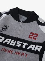 Pull Jacquard Personnalisé Hiver Tricots Fermeture Éclair Pulls Pour Hommes Design Survêtement Vintage Racing Veste Pull Tricot Hommes Sueter