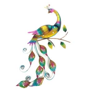 Extérieur LED Lumières Cour Jardin Pelouse Verre Suspendu Coloré Paon Métal Sculpture Mur Jardin Décoration de La Maison - Product Image 1