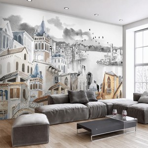 Murale Personalizzato con Paesaggio di <span class=keywords><strong>Istanbul</strong></span>, Dipinto a Olio su Tela, Carta da Parati su Misura per Soggiorno, Camera da Letto, Ufficio, Hotel, Caffè - Product Image 1