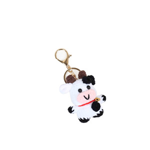 Car Cute Knitted Cow <b>Plush</b> Keychain Weaving Crocheted Handmade Knit Knitting Amigurumi Crochet Animal Toys Doll Cows Key Chains - Product Image 5