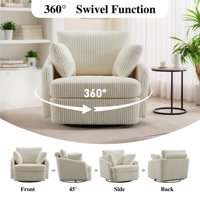 Chaise canapé simple paresseux rotatif à vent crème de luxe moderne Sectionnel en velours côtelé de style italien pour le salon et les loisirs en bois
