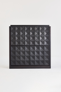<span class=keywords><strong>Meubles</strong></span> modernes personnalisés de haute qualité, armoire latérale carrée à quatre portes en chêne pin noir mat - Product Image 4