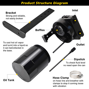 Oil Catch Can With Hose And <b>Bracket</b> For Ford Engine YC102545-BK <b>Black</b> - Product Image 4
