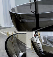 Baignoire Moderne Élégante Violette à Coque Transparente avec Vidange, Baignoire Artistique Transparente pour Salle de Bain et Villa