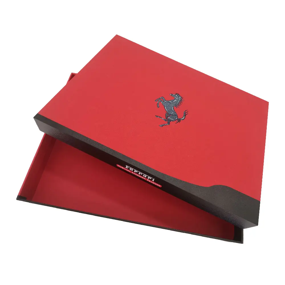 Rode Regalia Luxe Doos Verhoogde Uv Logo Premium Stof Textuur Ideaal Voor Zakelijke En Luxe Geschenken Herbruikbaar