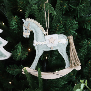 New Year Gifts <strong>Xmas</strong> <strong>Tree</strong> Ornaments Merry Christmas Rocking Horse Luxury <strong>Wooden</strong> Reindeer Factory Decorations - Product Image 1