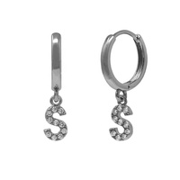 Boucles d'oreilles créoles unisexes Milskye tendance, plaquées or 18 carats, en argent 925, avec breloque cercle et lettres en zircon, idéales comme cadeau de mariage