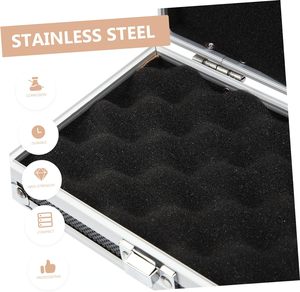 Small Metal Hard Case with Foam Aluminum Hard Case Aluminum Case <strong>Briefcase</strong> - Product Image 5