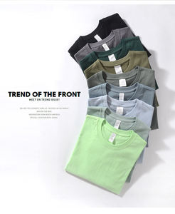 T-shirts en coton uni de gros poids personnalisés avec broderie en gros pour hommes - Product Image 2