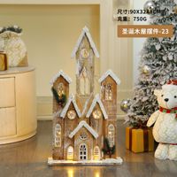 LED Weihnachtsdorf-Häuschen-Set, Hölzerne Schneigelegene Miniatur-Tischdekoration, Batteriebetriebene Warmweiße Lichter, Feiertags-Kamin-Heimdekoration Geschenk