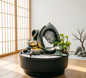 Fontaine Zen Artistique avec Porte-<span class=keywords><strong>Encens</strong></span>, Sable et Râteau, <span class=keywords><strong>Bouddha</strong></span> à Cadre Arqué et <span class=keywords><strong>Cascade</strong></span> en Pot à Niveaux pour la Maison et le Patio - Product Image 6