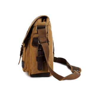 Chine nouveau Design hommes en plein air bandoulière sac de messager marron coton <span class=keywords><strong>petit</strong></span> sac en toile pour la randonnée voyage - Product Image 4