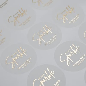 Custom Printed <b>Waterproof</b> Clear Matte Thank You Logo Adhesive <b>Label</b> Gold Foil Sticker Printing Embossing - Product Image 1