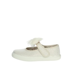 Ballerine alla moda scarpe di tela bianche/oro 701 2041 - Product Image 1