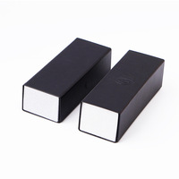 Étui à lunettes pliable en bois rectangulaire avec doublure en cuir PU, support à lunettes de soleil haut de gamme personnalisé, design en plaque de fer noir