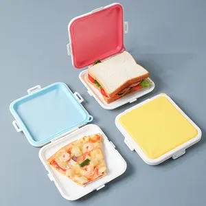 DS1544 실리콘 도시락 식품 보관 케이스 재사용 가능한 전자 레인지 샌드위치 토스트 상자 식품 보관 용기 샌드위치 보관 상자