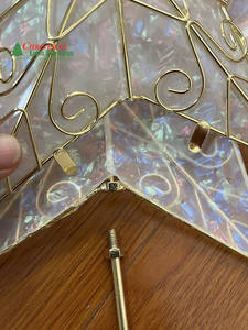 Звездная Рождественская елка Топпер с двойным наконечником выглядит как Capiz, звезда, освещенная металлическая елка, верхняя часть с рождественскими огнями - Product Image 4