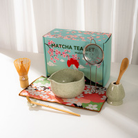 Astief Nouveauté Outils de cérémonie du thé faits à la main de qualité supérieure OEM Personnaliser le logo Bol à matcha à bec de fleur émaillé Ensemble cadeau matcha