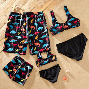 2024 nuovo costume da bagno genitore-bambino madre-figlia fionda Bikini cavo pantaloni da spiaggia da uomo genitore-bambino costume da bagno Set quattro pezzi - Product Image 3