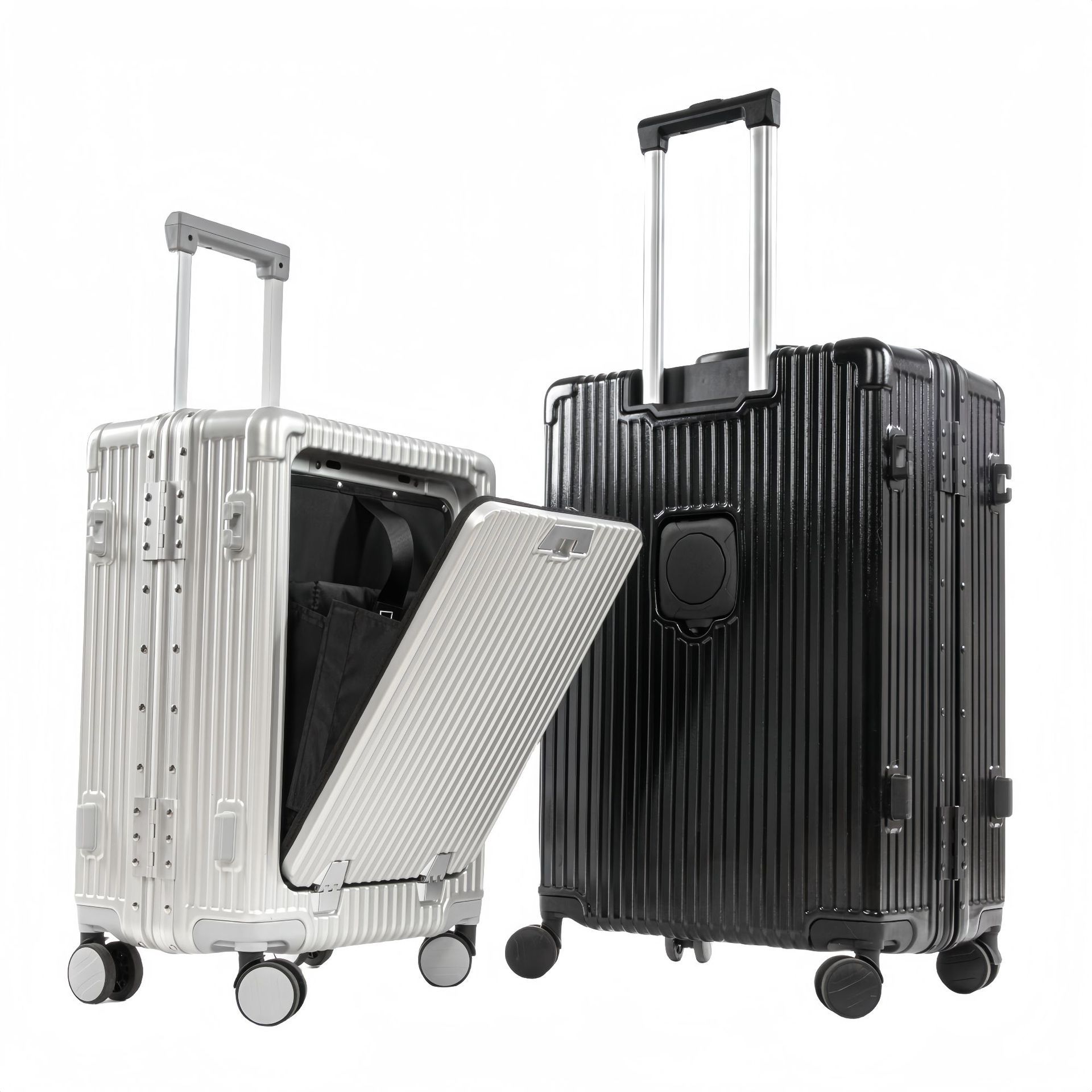 2025 New Aluminum-framed Suitcase Front Opening Multi-functional