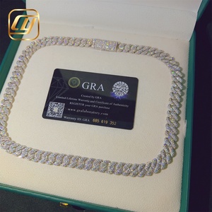 Cadena de Eslabones Cubanos Miami de Plata de Ley 925 con Moissanita VVS y Diamantes de 10 mm, Estilo Hip Hop, Collar Iced Out Buss Down - Product Image 2